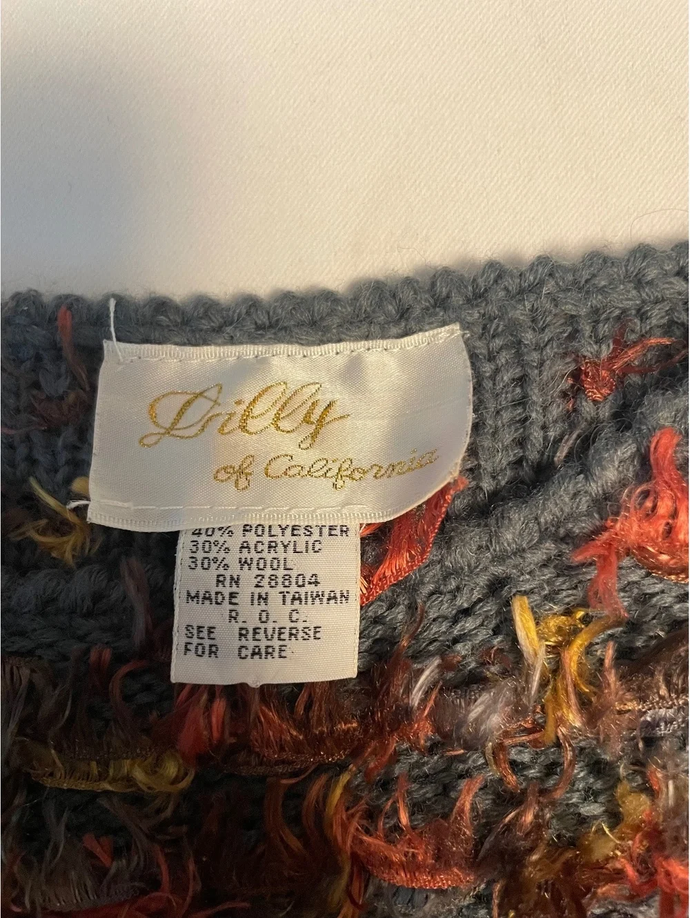 Vintage Lilly of California Multicolor Textured Wool Blend Sweater